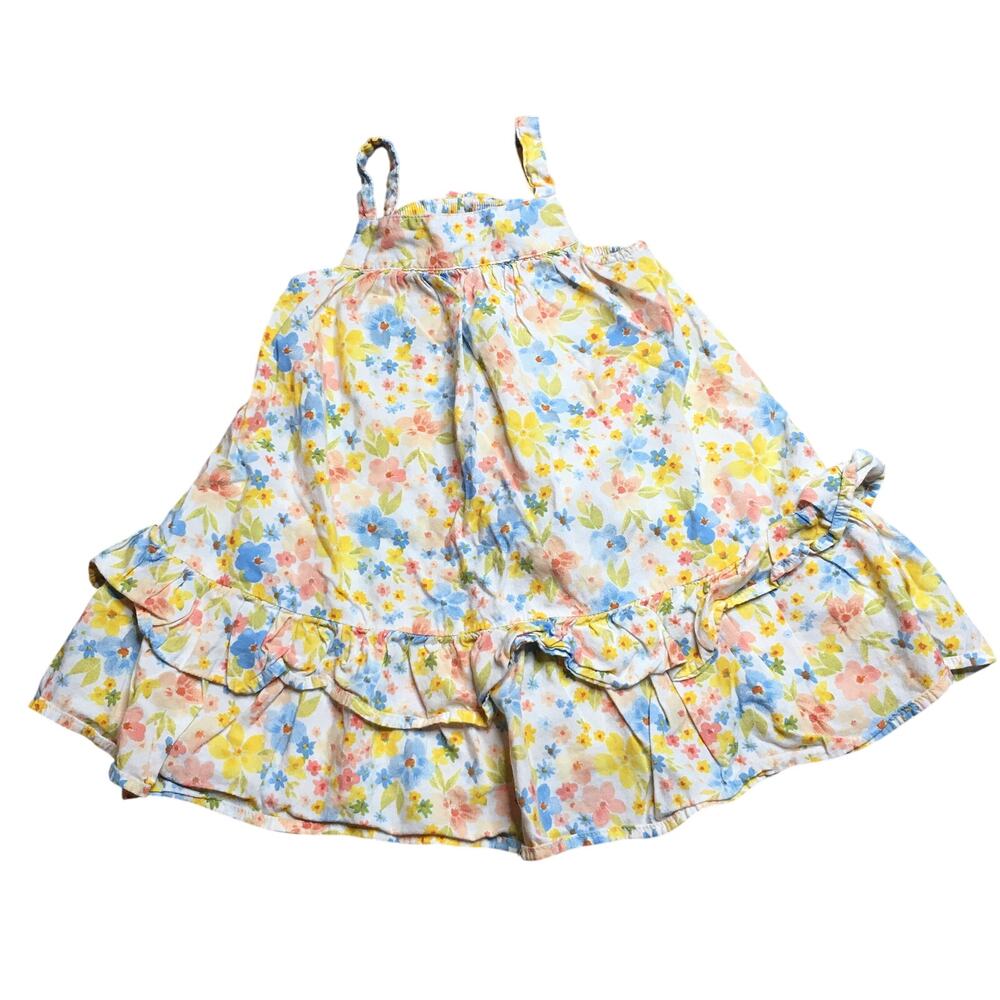 Old Navy Girls Floral Back Bow Tie Multicolor Summer Swing Tiered Dress 3T